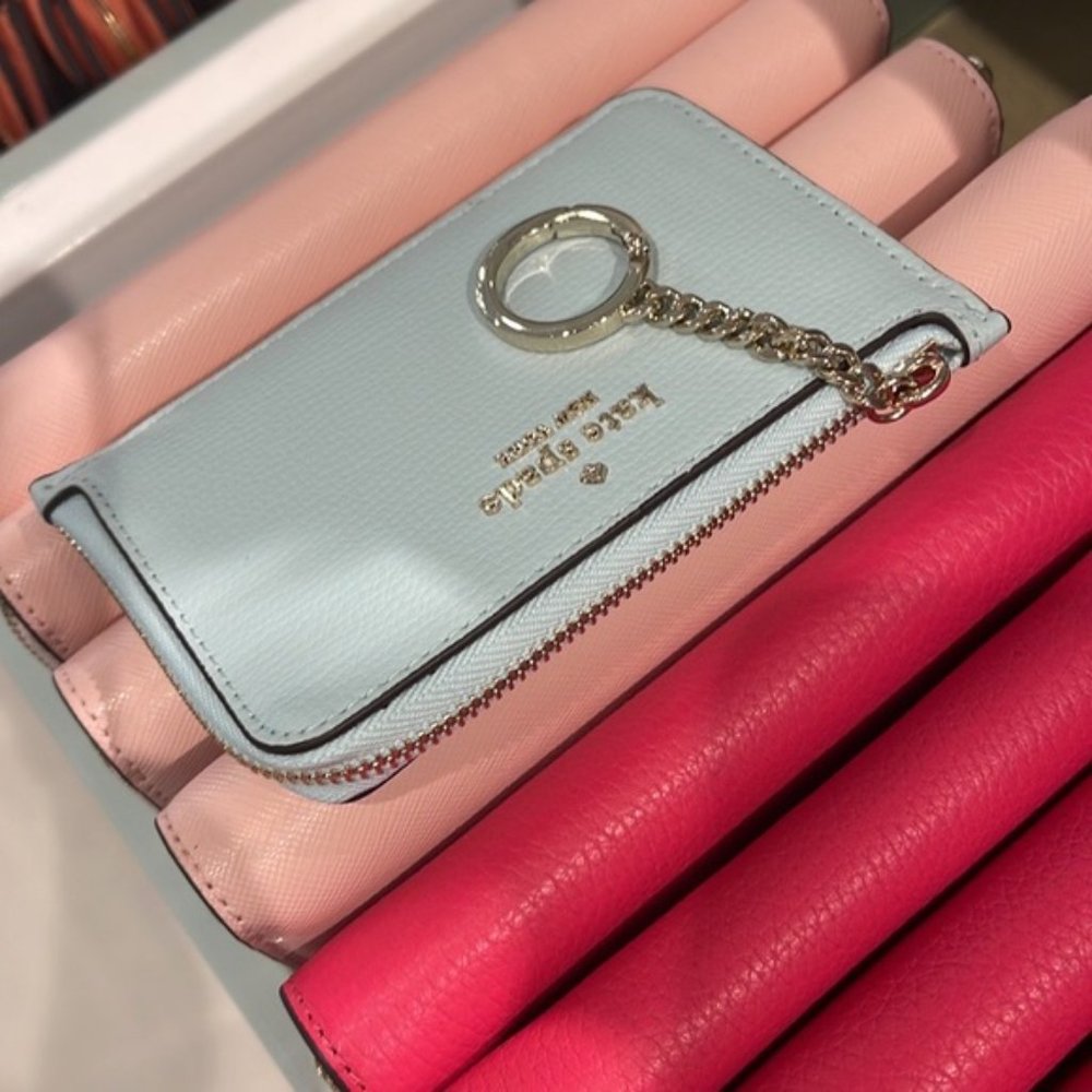 Kate Spade Darcy Medium L-Zip Card Holder Blue Glow - Picture 6 of 16